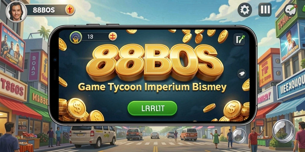 Screenshot gameplay 88BOS menampilkan kemewahan bisnis yang dapat dibangun.