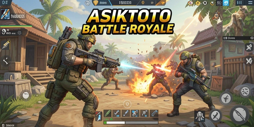 Tangkapan layar ASIKTOTO menampilkan aksi pertarungan seru di arena Battle Royale.