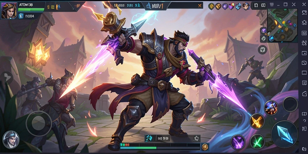 Tampilan gameplay ATOM138 dengan pertarungan tim yang intens.