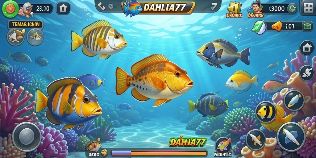 Tampilan menarik dari gameplay DAHLIA77 dengan tembak ikan yang seru.