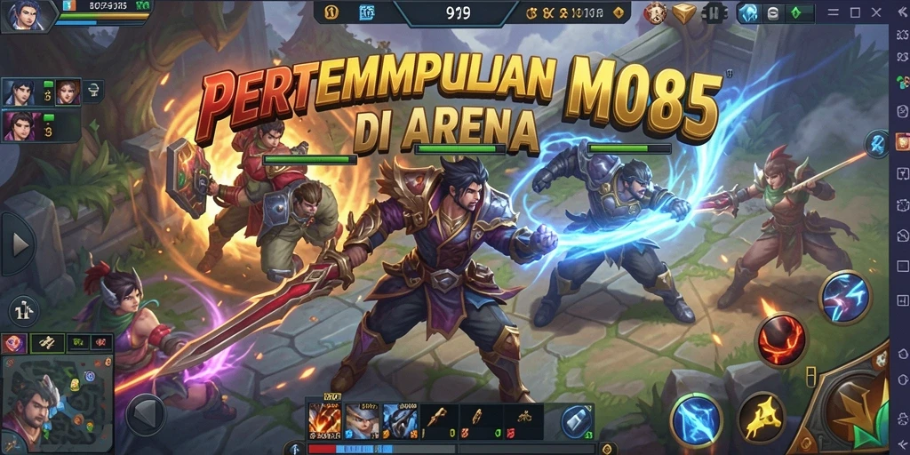 Tampilan gameplay menegangkan dari HOT985 di arena MOBA.