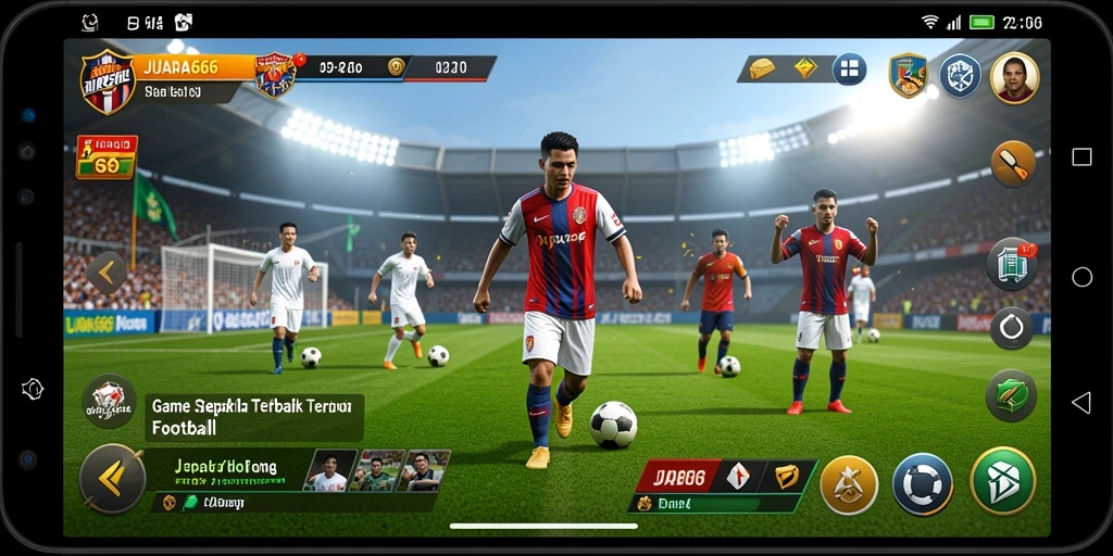 Tampilan utama gameplay JUARA666 dengan aksi sepak bola yang seru.