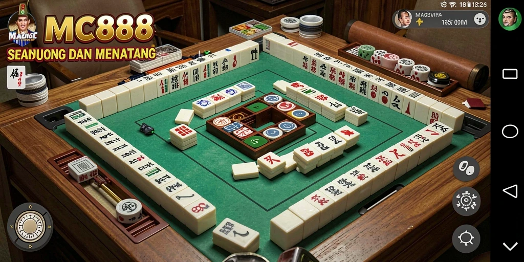 Tampilan gameplay menarik dan penuh warna dari MC888 Mahjong.