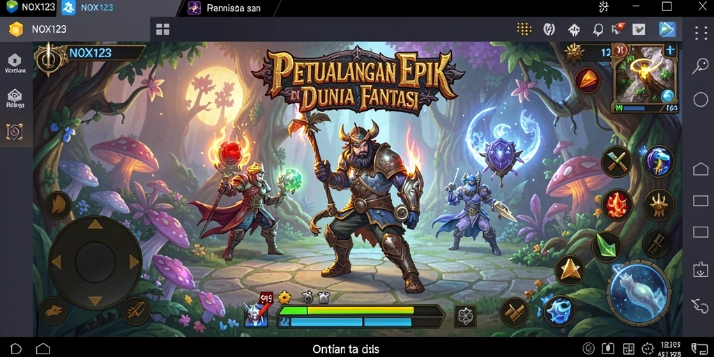 Tampilan gameplay NOX123 yang menakjubkan di dunia petualangan.
